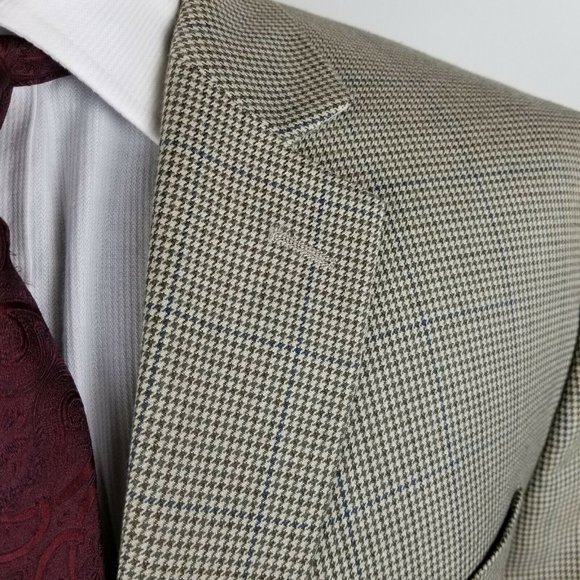 Michael Kors Mens Sport Coat 46L Brown Houndstooth - Picture 6 of 11